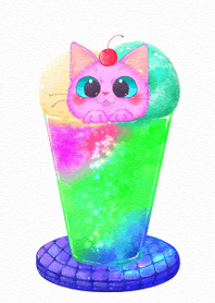 ソーダとねこ（ピンク）