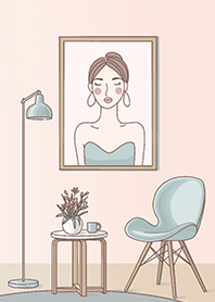 Beautiful minimalist woman painting