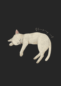 Sleeping cat - white cat - BLACK