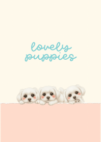 Lovely Puppies beige pink green