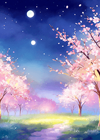 Beautiful night cherry blossoms#1065