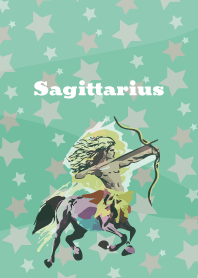 sagittarius constellation on blue green