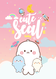 อุ๋งๆ แมวน้ำตัวกลม กาแล็กซี่ ชมพู พาสเทล