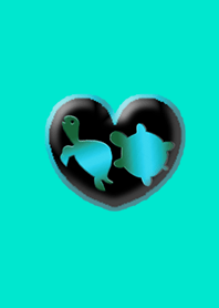 Two turtles of money luck Blue Heart
