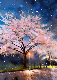 Beautiful night cherry blossoms#941