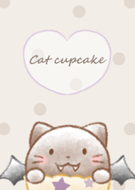 Cat cupcake -brown- dot