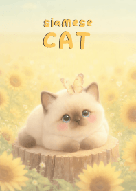 Lovely siamese cat In Sun Flower