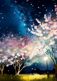 Beautiful night cherry blossoms#1503