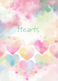 Pastel Hearts on blue green