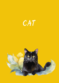 there's a cat on yellow