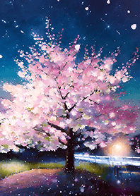 Beautiful night cherry blossoms#1825