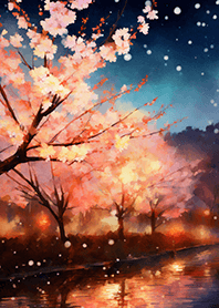 Beautiful night cherry blossoms#1115