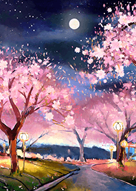 Beautiful night cherry blossoms#327