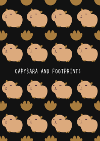 CAPYBARA AND FOOTPRINTS/BLACK