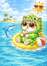 Cute little cat in a dinosaur 3_33