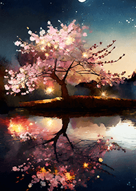 Beautiful night cherry blossoms#1096