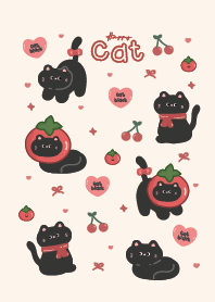 Cat black lover : cherry red