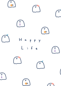 ゆるいおばけ / 白とネイビー.