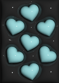 Plump heart Black and Light Blue