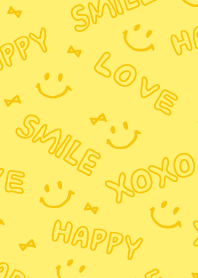 HAPPY SMILE XOXO LOVE リボン-黄色-