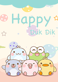 Happy animals on galaxy pastel