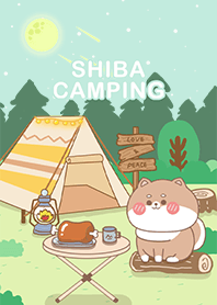 shiba inu- camping/universe/green