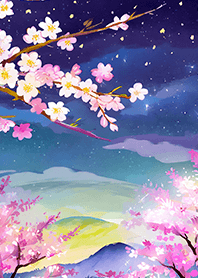 Beautiful night cherry blossoms#616