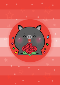 Simple Black Pig Love Red Theme