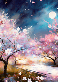 Beautiful night cherry blossoms#1387