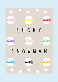 NINE LUCKY SNOWMEN-LIGHT BLUE-YELLOWj