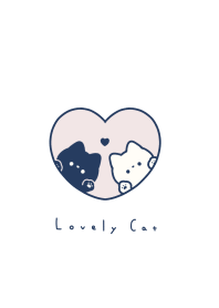 Pair Cats in Heart(line)/pink navy