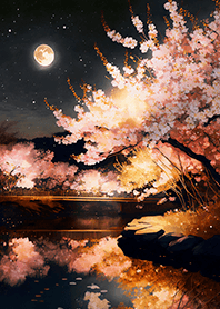 Beautiful night cherry blossoms#978