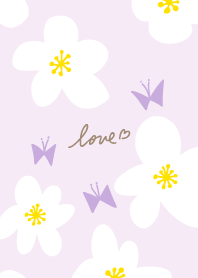 White flowers and butterflies cute26 JP