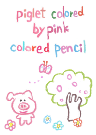 ピンク色の色鉛筆で描かれた子ぶた3