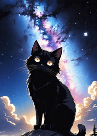 Night Moon Star Cat 7da3E9
