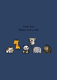 可愛的簡約動物園(午夜藍)