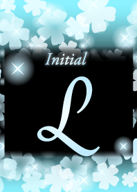 L-Initial-Flower-light blue&black