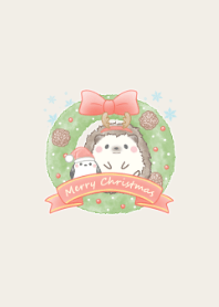 Hedgehog and Shimaenaga -Xmas- brown