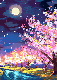 Beautiful night cherry blossoms#802