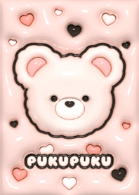 PUKUx2 TeddyBear  - Black x Peach Pink