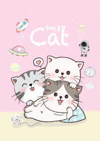 Cat & The Gang on Space. (Pink)