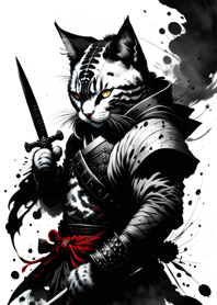 Ink wash cat samurai 9c12E0