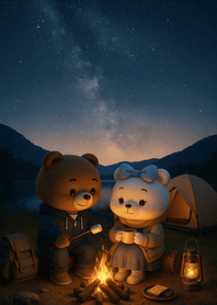 Campfire Under Galaxy Night