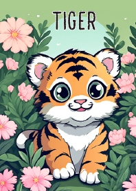 Tiger  Hiding in a flower bush  (JP)
