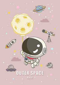 浩瀚宇宙 可愛寶貝太空人 滿月 乾燥玫瑰