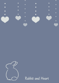 Rabbit and Heart -blue gray-