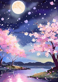 Beautiful night cherry blossoms#1856