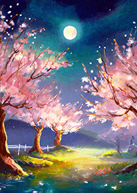 Beautiful night cherry blossoms#1868