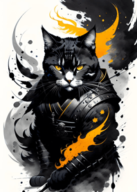 Ink wash cat samurai 867f70