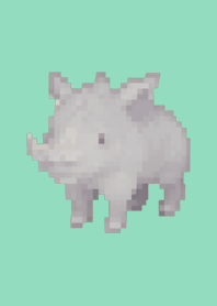 Rhinoceros Pixel Art Theme  Green 05